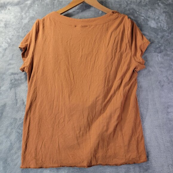 Coldwater Creek Womens Drape Front Top L Brown Rust Viscose Spandex‎ Boho Artsy - Picture 7 of 9